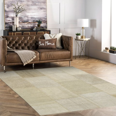 Moderne beige rechthoekig tapijt voor woonkamer en eetkamer TUBE01 Aanbieding