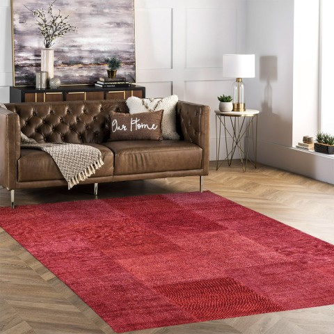 Rode rechthoekige antislipvloerkleed modern design voor woonkamer TURO01 Aanbieding
