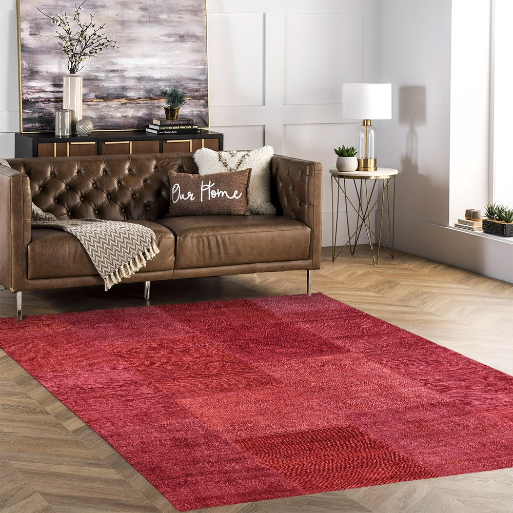 Rechthoekig rood modern design woonkamer antislip tapijt TURO01