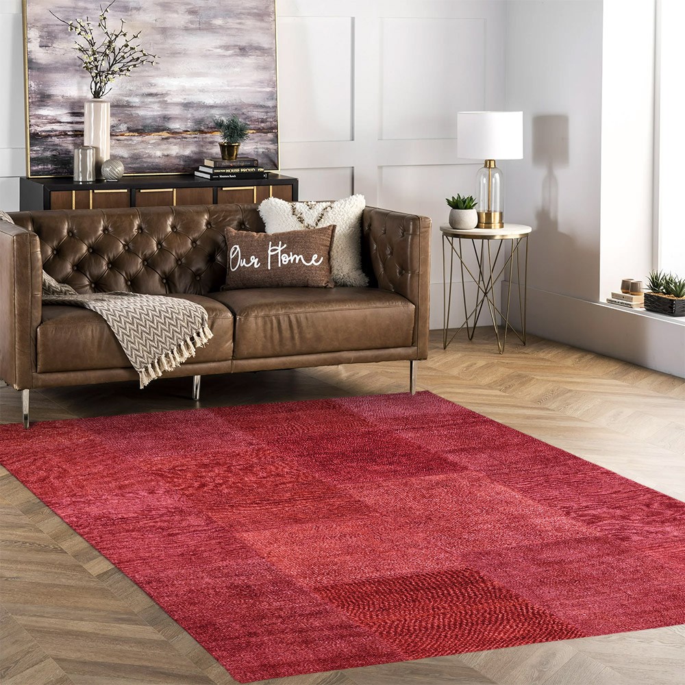 Rode rechthoekige antislipvloerkleed modern design voor woonkamer TURO01