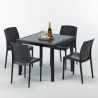 Vierkante zwarte salontafel 90x90 cm met 4 gekleurde stoelen Boheme Passion Catalogus