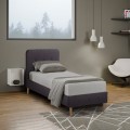 Scandinavisch eenpersoons bed van stof en hout 80x190 cm Friborg Twin Aanbieding