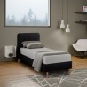 Scandinavisch eenpersoons bed van stof en hout 80x190 cm Friborg Twin 
