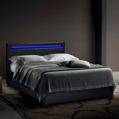 Modern Tweepersoons Bed met Led-Hoofdbord en Lades 160x190 Geneva King
