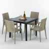 Vierkante zwarte salontafel 90x90 cm en 4 gekleurde stoelen Bistrot Arm Passion Catalogus