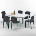 Rechthoekige salontafel wit 150x90 cm met stalen onderstel en 4 gekleurde stoelen Boheme Summerlife Model