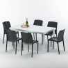 Rechthoekige salontafel wit 150x90 cm met stalen onderstel en 4 gekleurde stoelen Boheme Summerlife Model