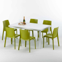 Rechthoekige tafel wit 150x90 cm met stalen onderstel en 4 gekleurde stoelen Rome Summerlife Afmetingen