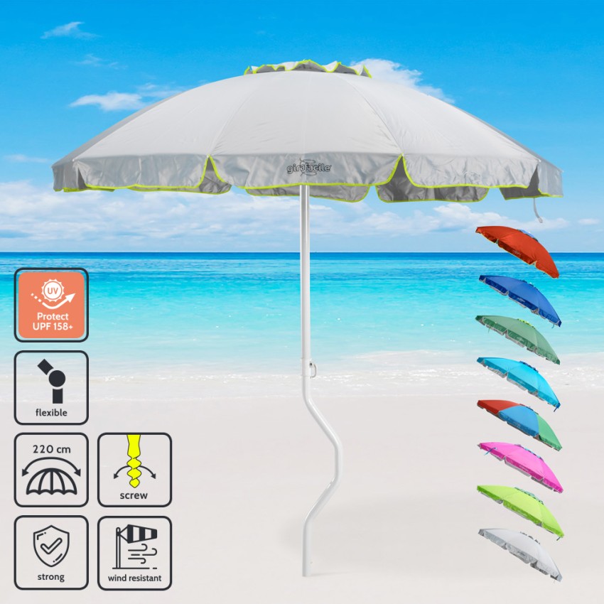 GiraFacile strandparasol Apollo van 220 cm met uv-bescherming 