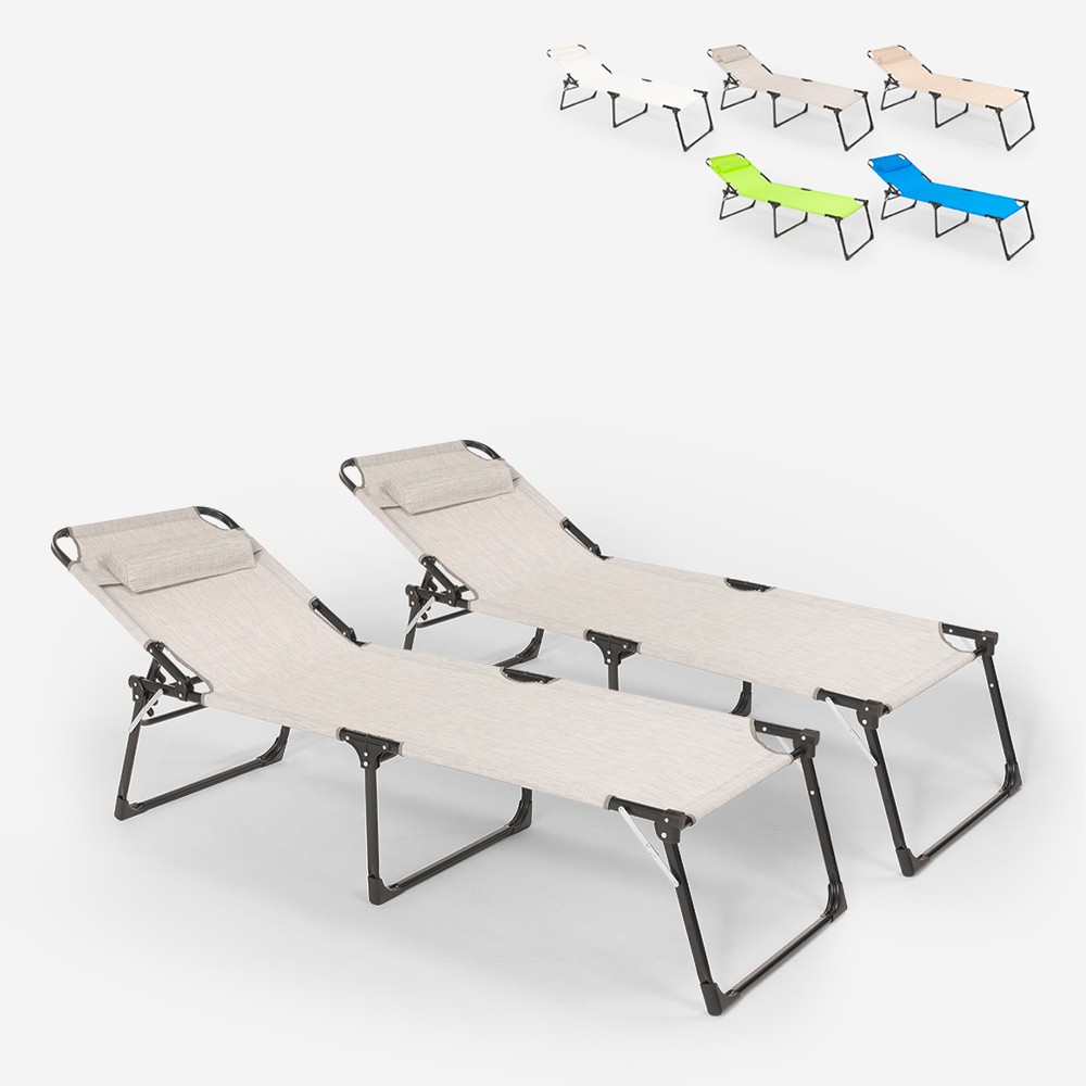 Set van 2 opvouwbare aluminium strand- of tuinligbedden Mauritius
