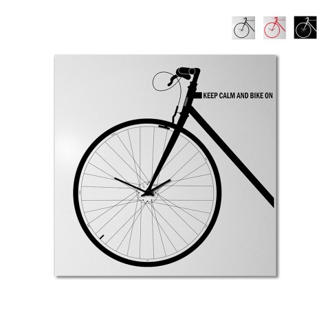 Moderne design fiets wandklok vierkant Bike On Aanbieding