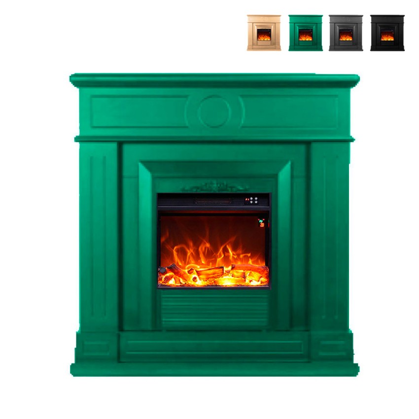 Elektrische haard met houten omkasting, energiezuinige kachel 1500W Lipari Korting