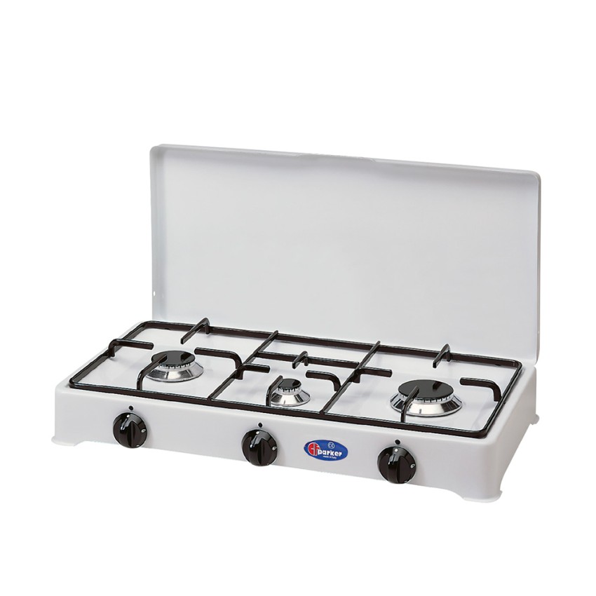 Draagbaar camping gasfornuis 3-pits 5328BGP CF Parker Aanbieding Draagbaar camping gasfornuis 3-pits 5328BGP CF Parker Aanbieding