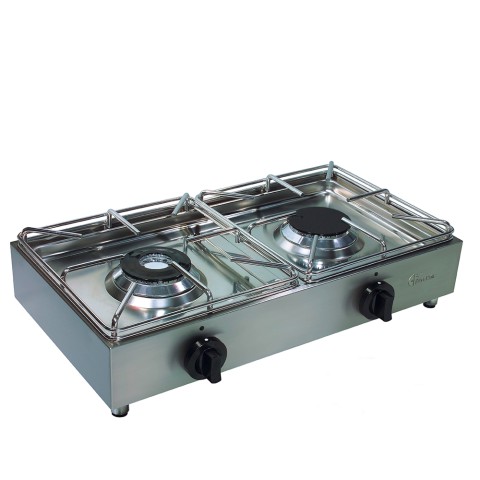 Professionele gaskookplaat 2 branders van roestvrij staal BIG5002L3 Parker Aanbieding