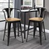 Hoge kruk met industrieel ontwerp Steel Wood Back Light Keuze