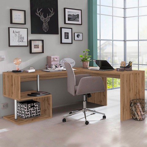 Moderne hoekbureau kantoor/studie 160/180cm van hout Vilnis WD Aanbieding