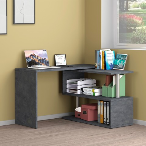 Draaibare hoekbureau met 2 planken in grijs Volta RT Aanbieding