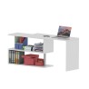 Witte draaibare hoekbureau Volta WH met 2 planken voor thuis of kantoor Korting