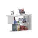 Witte draaibare hoekbureau Volta WH met 2 planken voor thuis of kantoor 