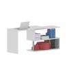Witte draaibare hoekbureau Volta WH met 2 planken voor thuis of kantoor 