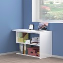 Witte draaibare hoekbureau Volta WH met 2 planken voor thuis of kantoor 