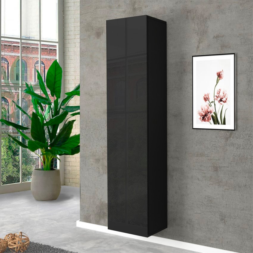 Moderne zwarte kolomkast voor de entree met 5 vakken Note Wardrobe Aanbieding Moderne zwarte kolomkast voor de entree met 5 vakken Note Wardrobe Aanbieding