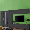 Moderne grijze wandmeubel met tv-kast, 2 hangkasten Note Wide Aanbieding