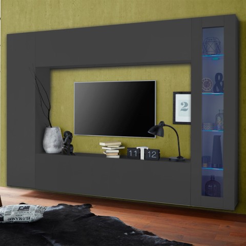 Moderne wandmeubel set met TV-meubel, vitrinekast en hangkast Note Ledge Aanbieding