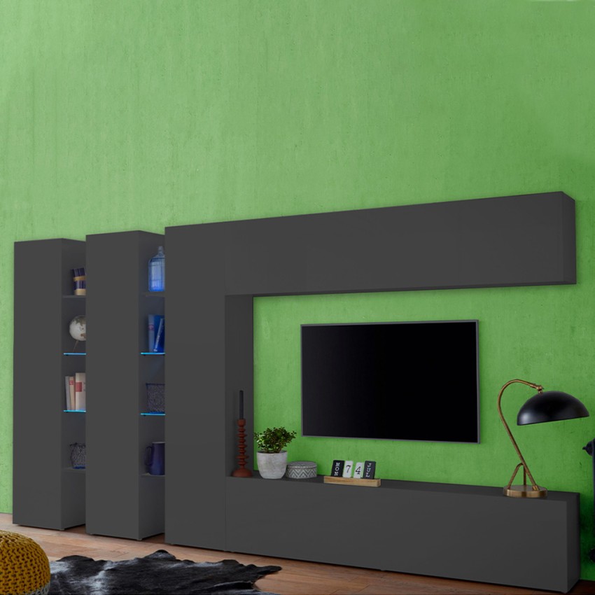 Moderne wandmeubel televisie met 3 hangende kasten Note Trio Aanbieding