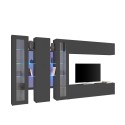 Wandmeubel woonkamer TV-kast met kast en 2 vitrines zwart Note Mir Aanbod