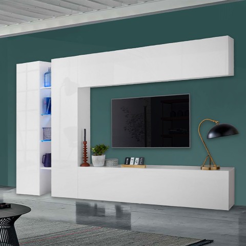 Moderne TV-wandmeubel wit met 2 kasten Joy Twin Aanbieding