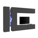 Zwarte moderne wandmeubel TV-kast 2 kasten 4 planken Note Twin Aanbod