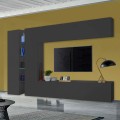 Zwarte moderne wandmeubel TV-kast 2 kasten 4 planken Note Twin Aanbieding