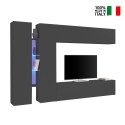 Zwarte moderne wandmeubel TV-kast 2 kasten 4 planken Note Twin Verkoop