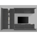 Zwarte moderne wandmeubel TV-kast 2 kasten 4 planken Note Twin Kortingen