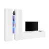 Witte wandkast lage TV-meubel 4 planken 2 kasten Sage WH Aanbod