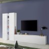 Witte wandkast lage TV-meubel 4 planken 2 kasten Sage WH Aanbieding