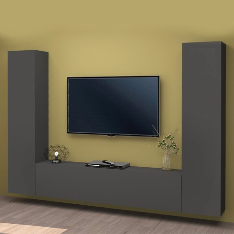 Vibe RT modern grijs TV-meubel hangend wandsysteem 2 kasten Aanbieding