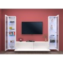 Witte zwevende wandmeubel woonkamer TV-kast 2 vitrinekasten Liv WH Catalogus
