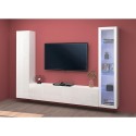 Witte woonwand met zwevende tv-kast, vitrinekast en kledingkast Peris WH Korting