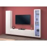 Witte woonwand met zwevende tv-kast, vitrinekast en kledingkast Peris WH Korting