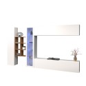Wandmeubel zwevend wit TV-kast boekenkast vitrine Loane WH Aanbod