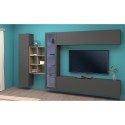 Moderne woonwand boekenkast zwevende TV-kast vitrinekast Loane RT Korting