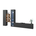 Moderne woonkamermeubel met vitrine, tv-meubel en boekenkast hout Rold RT Aanbod