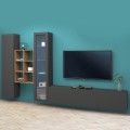 Moderne woonkamermeubel met vitrine, tv-meubel en boekenkast hout Rold RT Aanbieding