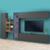 Moderne woonwand boekenkast zwevende TV-kast vitrinekast Loane RT Aanbieding
