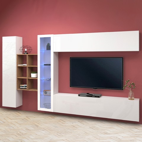 Hangend wit TV-meubel boekenkast wandmeubel Loane WH Aanbieding