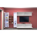 Wandmeubel set wit hangend tv-meubel boekenkast 2 vitrines Kary WH Korting