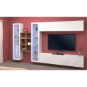 Wit wandmeubel hangend TV-meubel boekenkast 2 vitrinekasten Kary WH Kortingen