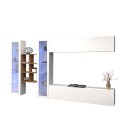 Wandmeubel set wit hangend tv-meubel boekenkast 2 vitrines Kary WH Aanbod